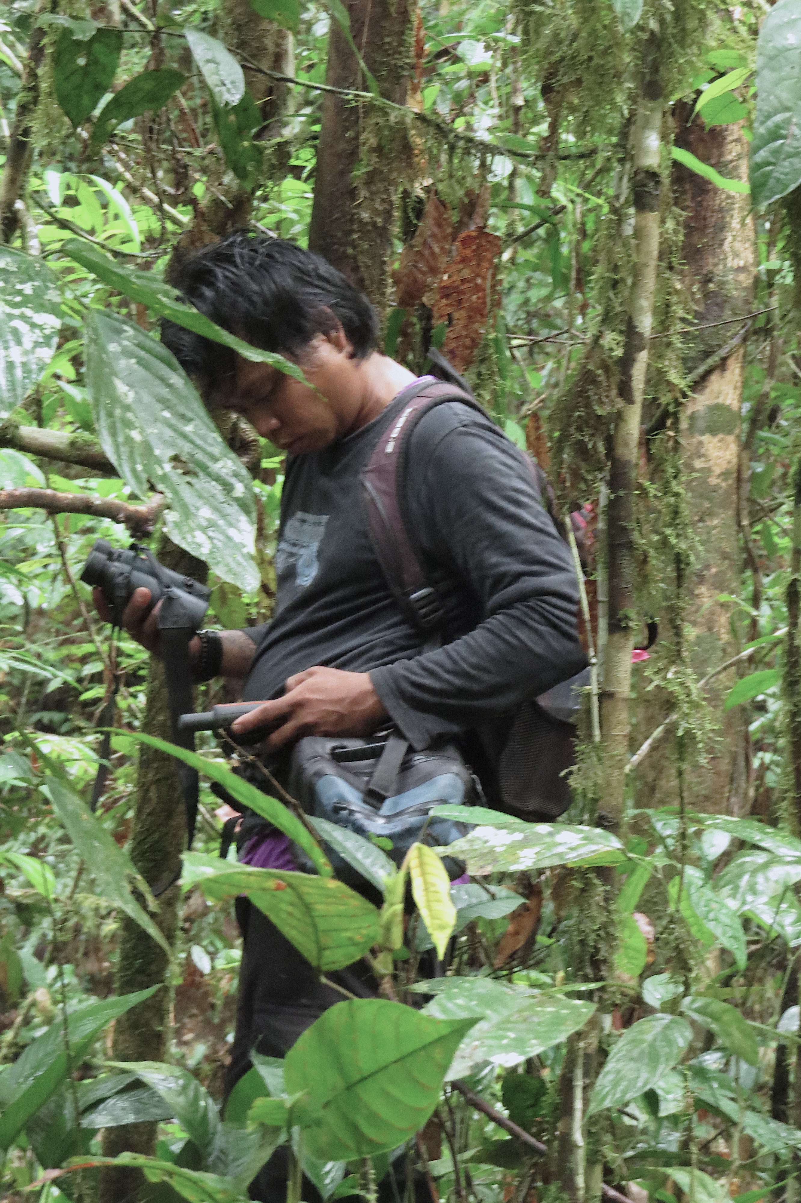 My awesome field assistant Soni, making a GPS point while we’re following an orangutan.